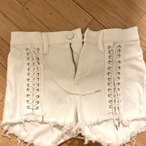 White jean shorts